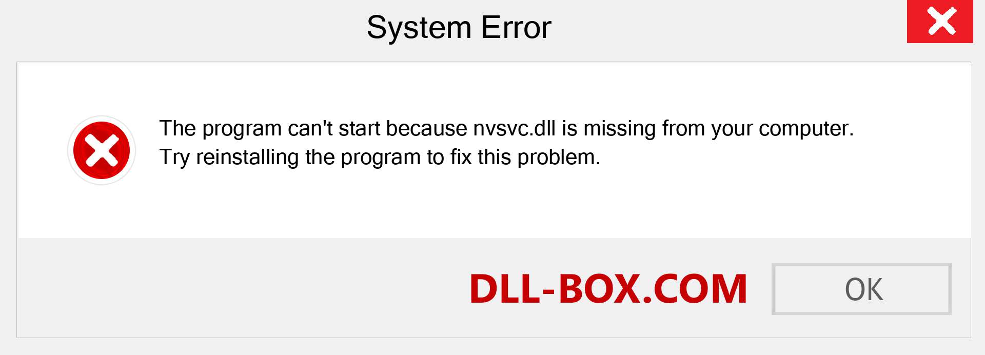  nvsvc.dll file is missing?. Download for Windows 7, 8, 10 - Fix  nvsvc dll Missing Error on Windows, photos, images