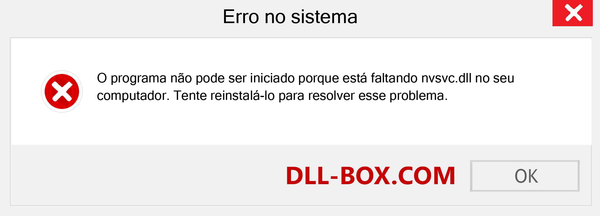 Arquivo nvsvc.dll ausente ?. Download para Windows 7, 8, 10 - Correção de erro ausente nvsvc dll no Windows, fotos, imagens